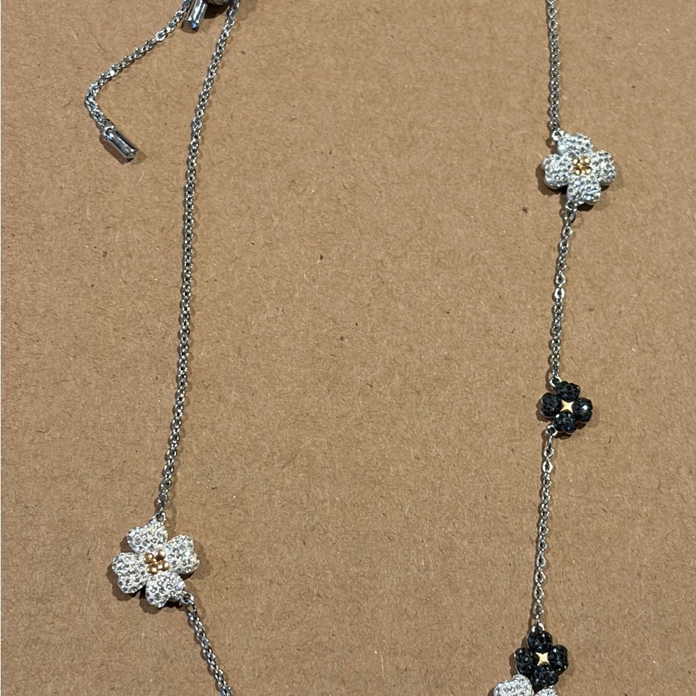Swarovski Elegant Floral Necklace in Silver and Black - Picture 2 of 5